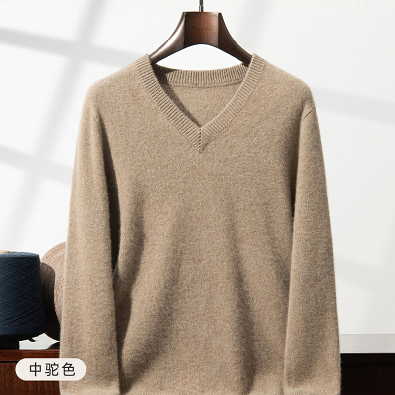 Men'S Fashion V Neck Sweater - Мужской утолщенный кашемировый свитер с V-образным