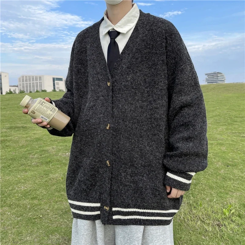 Men'S Fashion V Neck Sweater - 2024 осень-зима ленивый Модный высококачественный кардиган
