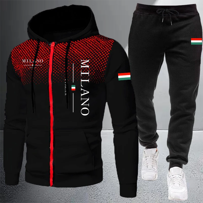 Mens Fashion Zip Up - Мужской спортивный костюм-двойка (куртка и брюки)
