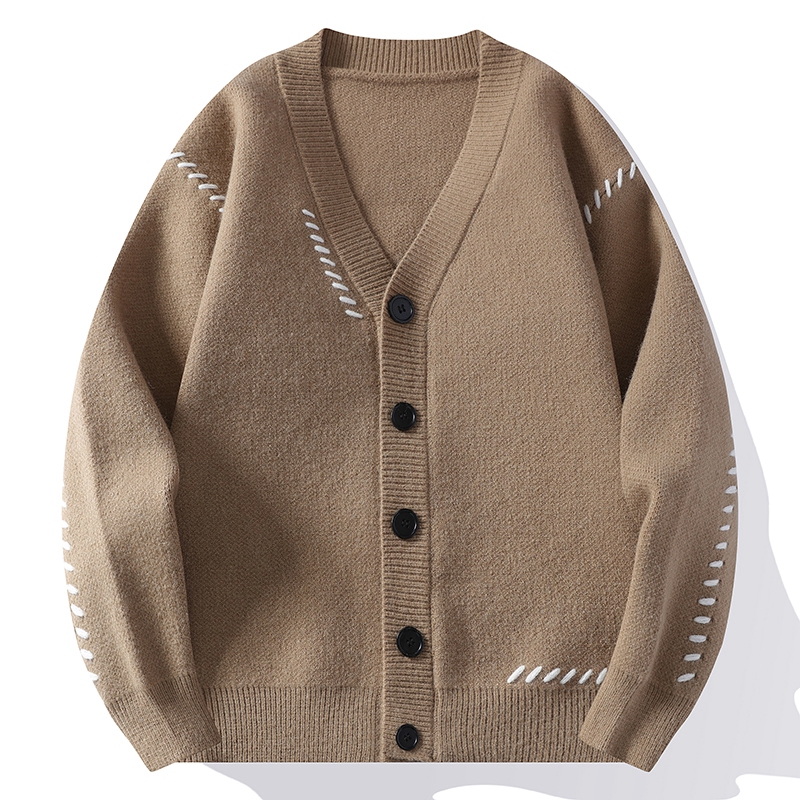 Men'S Fashion V Neck Sweater - Мужской трикотажный кардиган с V-образным вырезом,