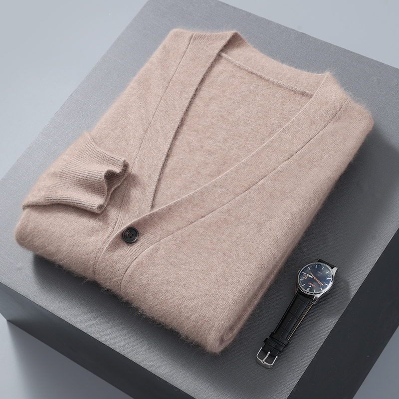 Men'S Fashion V Neck Sweater - Мужской кардиган, свитер, норковый бархатный пуловер