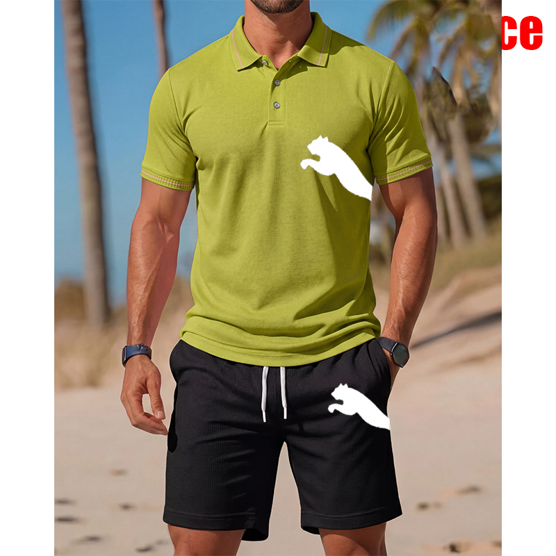 Men'S Fashion Polo - Мужской повседневный комплект: футболка-поло с коротким