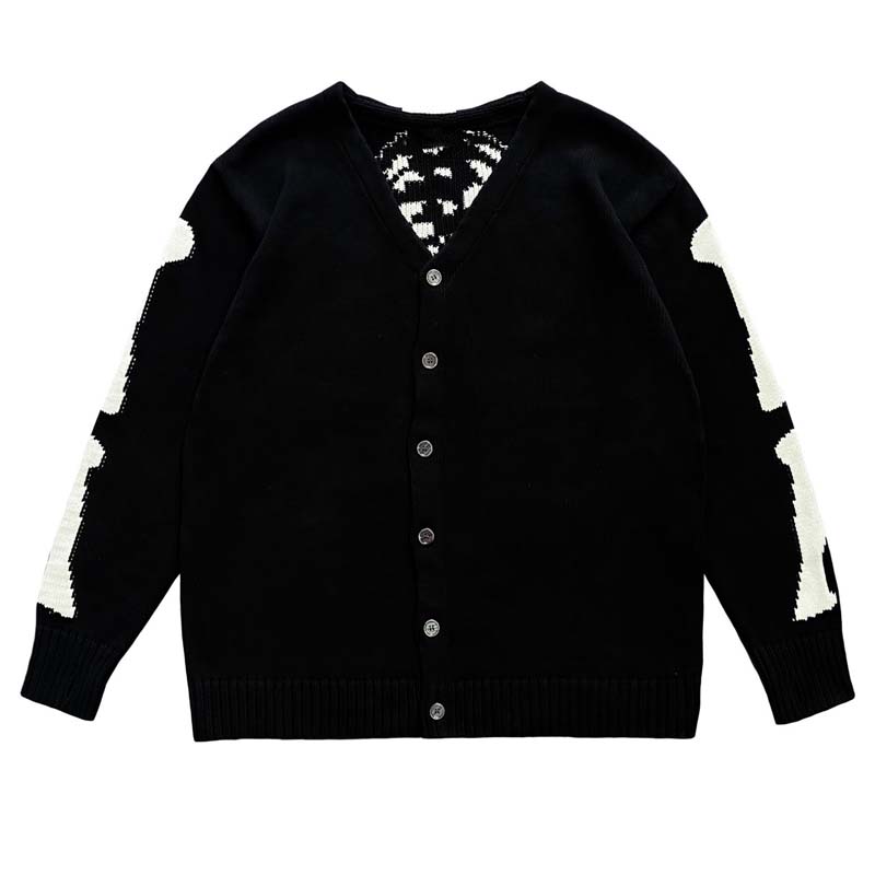 Men'S Fashion V Neck Sweater - Kapital Винтаж Хирата костяной скелет ретро