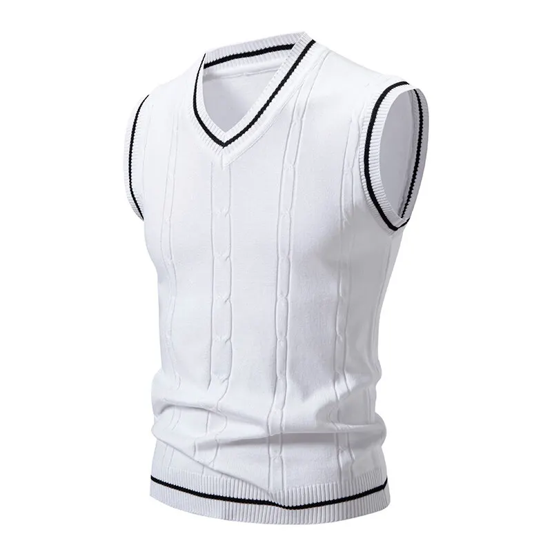 Men'S Fashion V Neck Sweater - Осенние мужские вязаные жилеты с v-образным