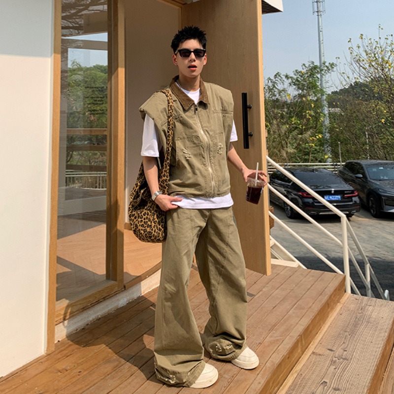 Mens Fashion Vest - Американский модный бренд: Ретро джинсовая куртка,