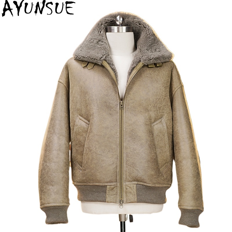 Men'S Fashion Zipper Jacket - AYUNSUE Высококачественная пальто из натурального меха,