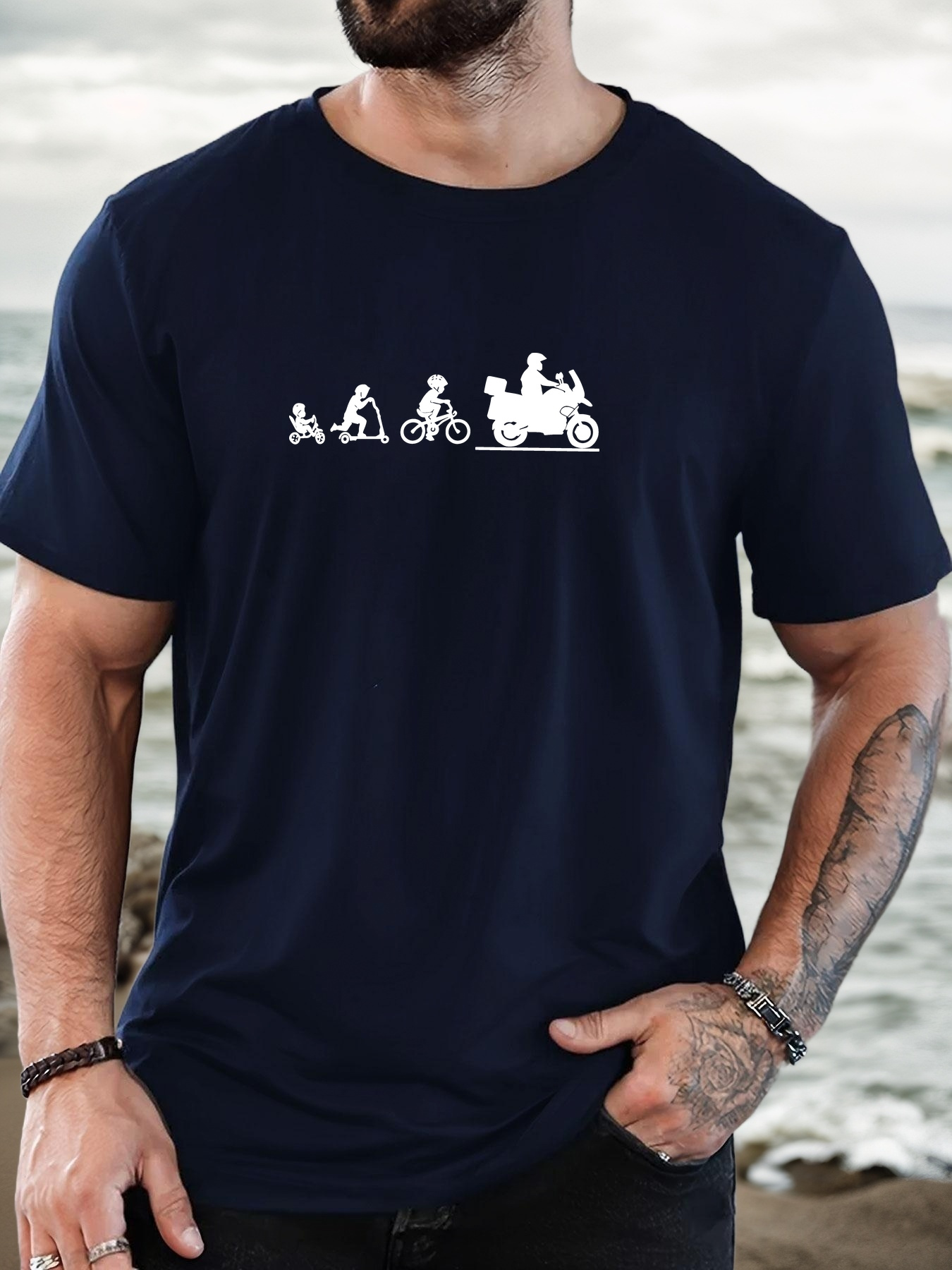 Men'S Fashion Evolution - Модная мужская черная базовая футболка с