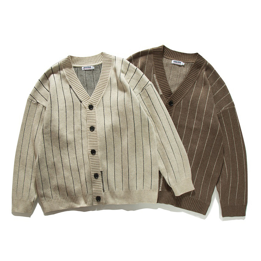 Men'S Fashion V Neck Sweater - Весенне-осенний полосатый кардиган, свитера, мужская мода,
