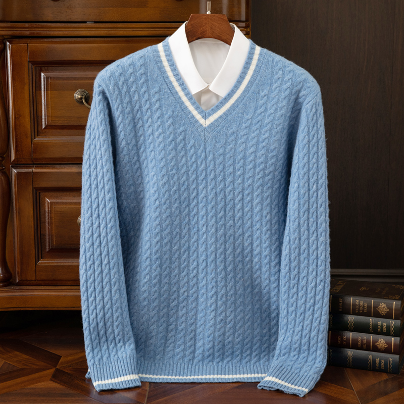 Men'S Fashion V Neck Sweater - Новый осенне-зимний утепленный свитер из 100%