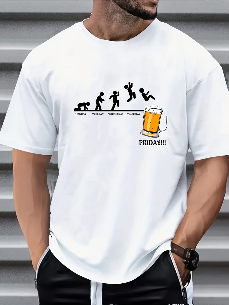 Men'S Fashion Evolution - Мужская летняя футболка с круглым вырезом,