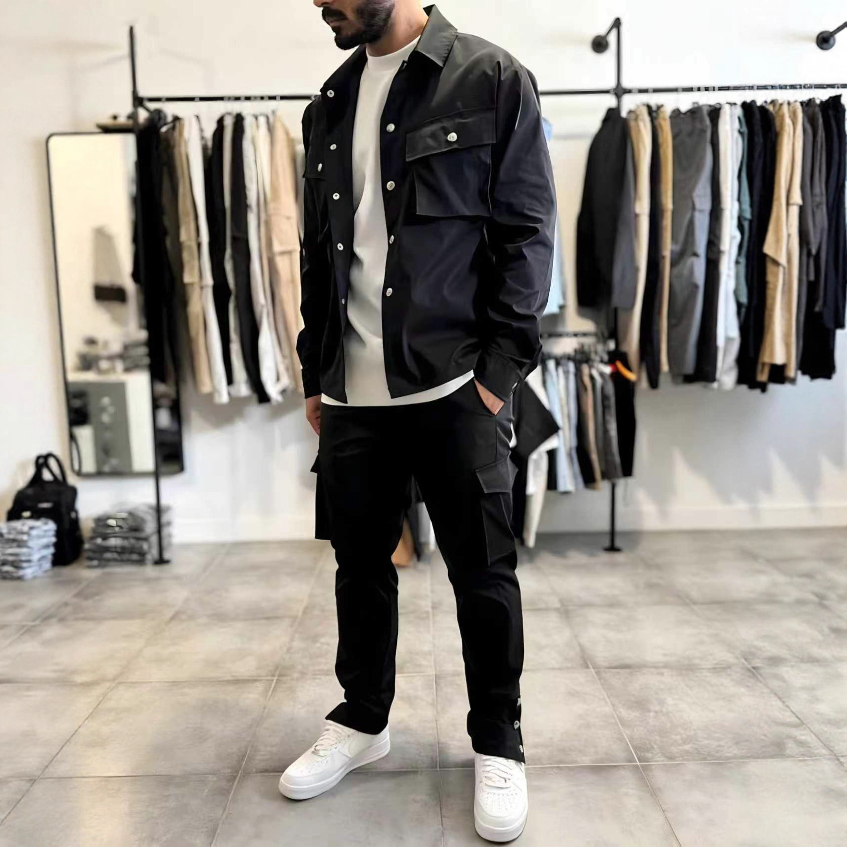 Men'S Fashion Zipper Jacket - Модный мужской повседневный комплект: куртка с