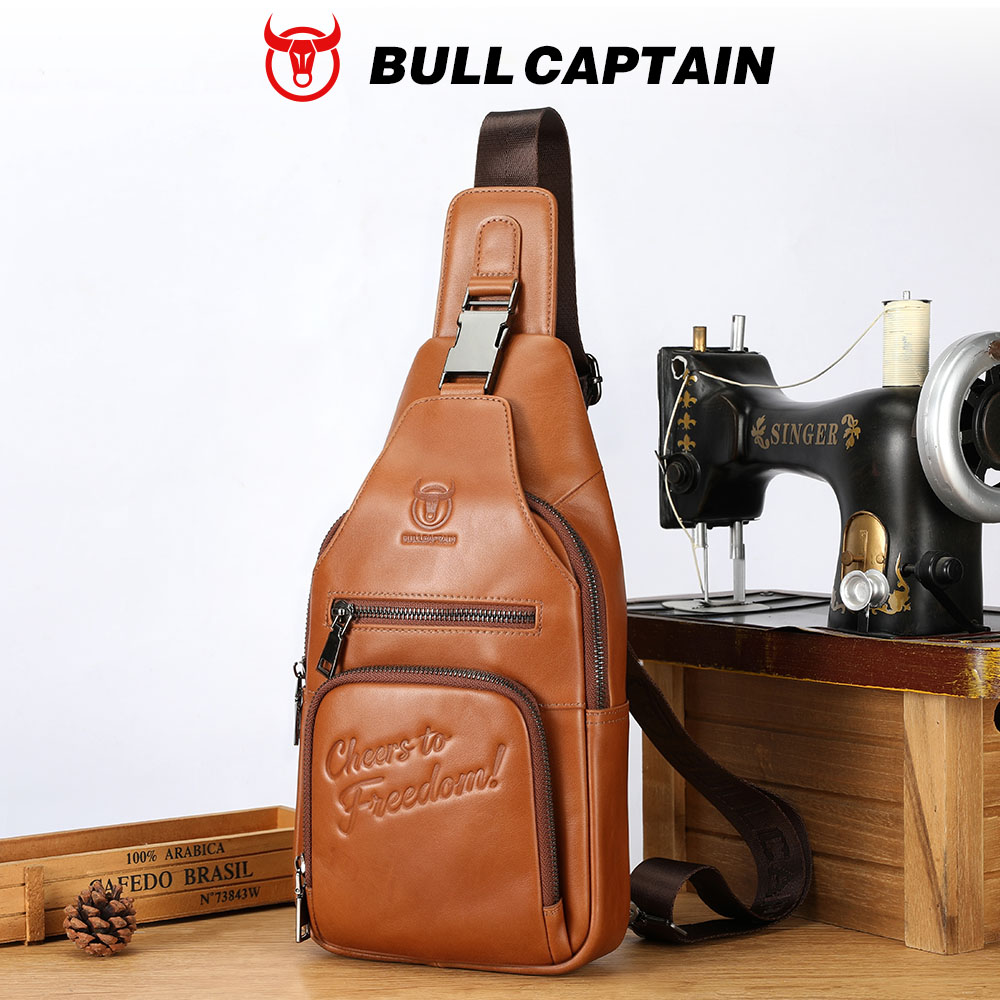 Mens Fashion Blog - Сумка-слинг BULLCAPTAIN из натуральной кожи, треугольная,