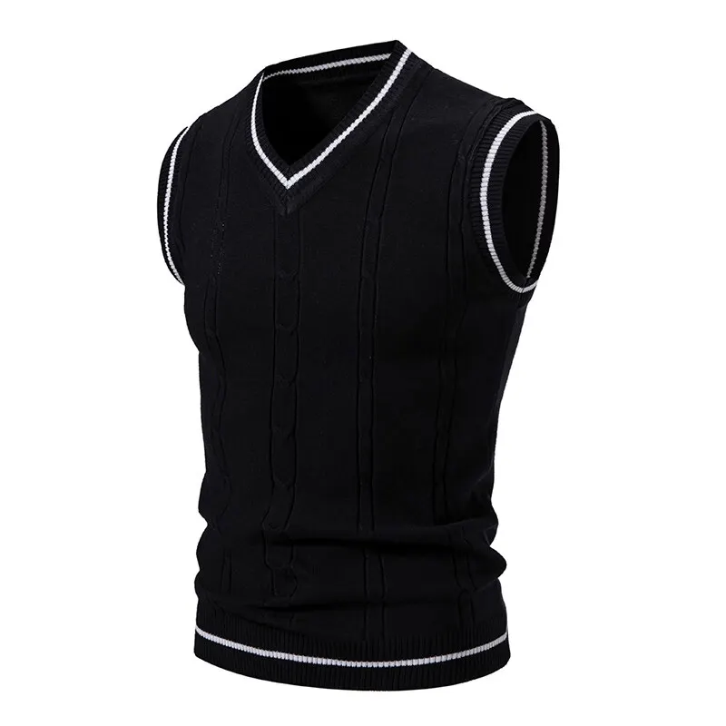 Осенние мужские вязаные жилеты – обзор и цена Men'S Fashion V Neck Sweater