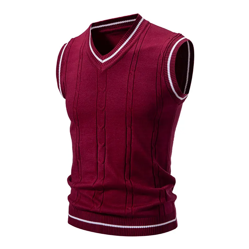 Осенние мужские вязаные жилеты – обзор и цена Men'S Fashion V Neck Sweater