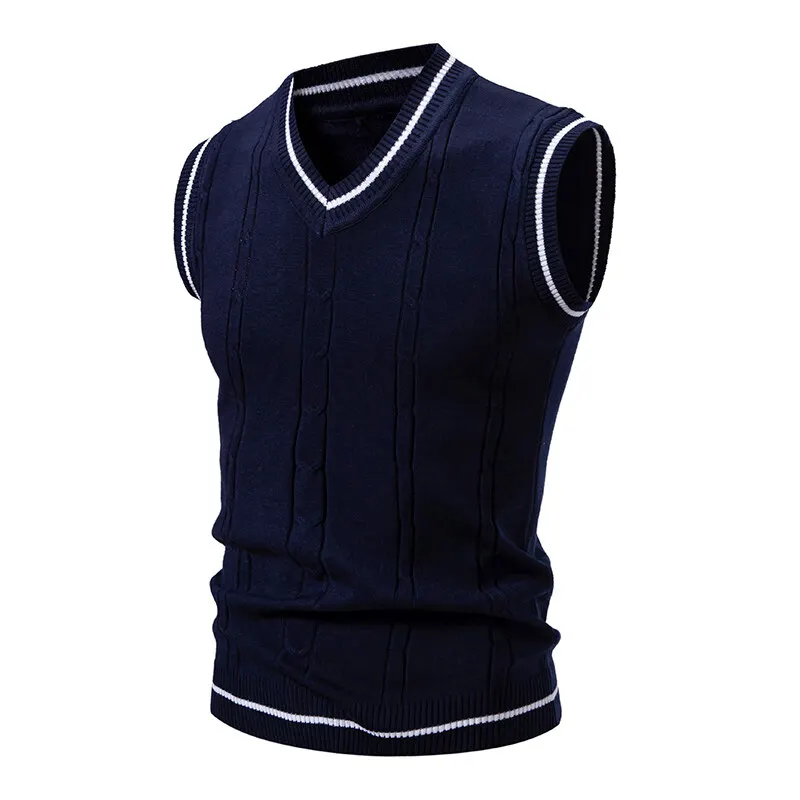 Осенние мужские вязаные жилеты – обзор и цена Men'S Fashion V Neck Sweater