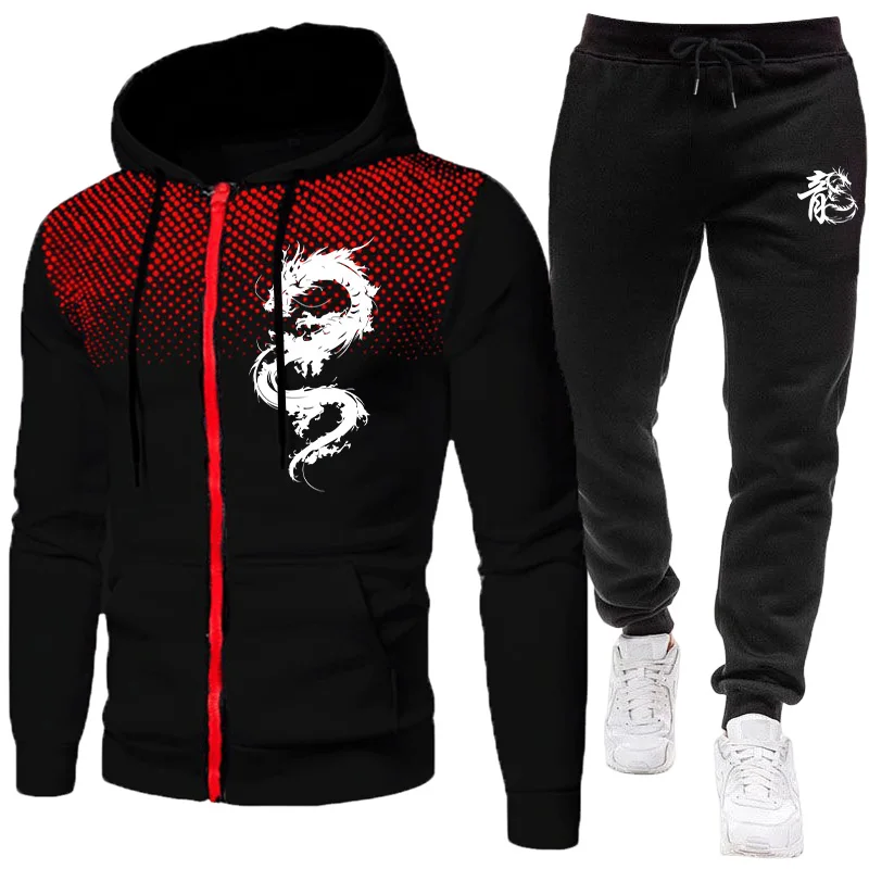 Мужской модный комплект с прин – обзор и цена Mens Fashion Zip Up