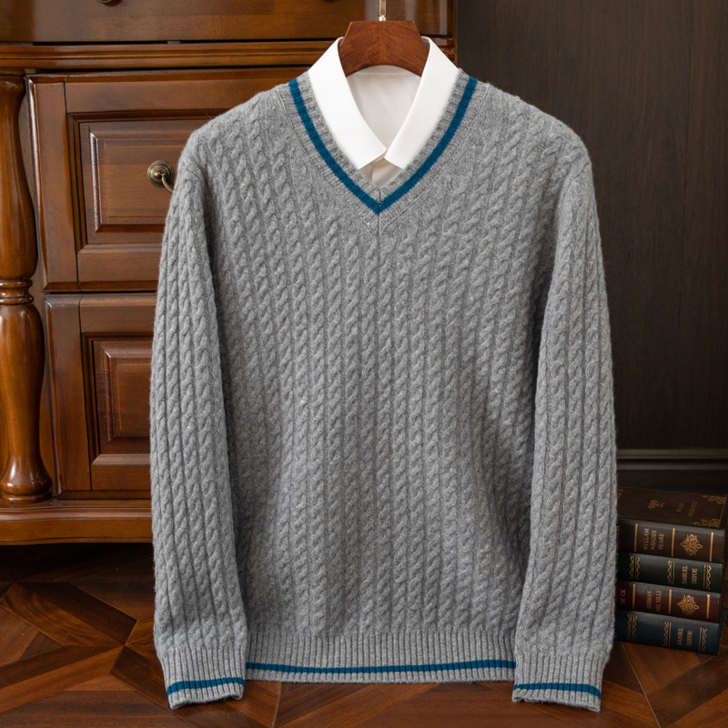 Новый осенне-зимний утепленный – обзор и цена Men'S Fashion V Neck Sweater