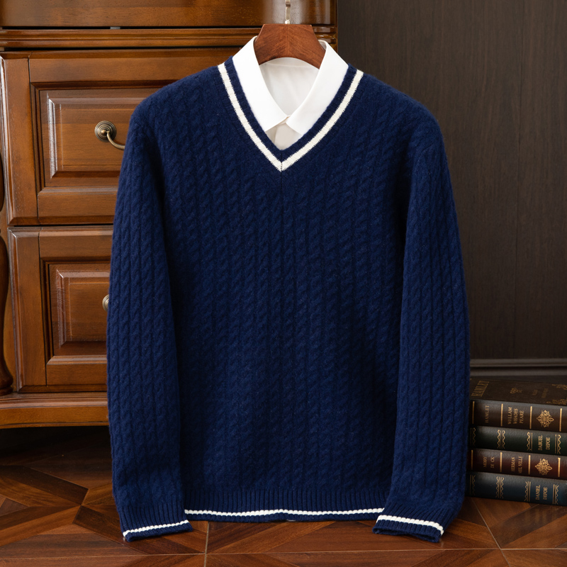 Новый осенне-зимний утепленный – обзор и цена Men'S Fashion V Neck Sweater